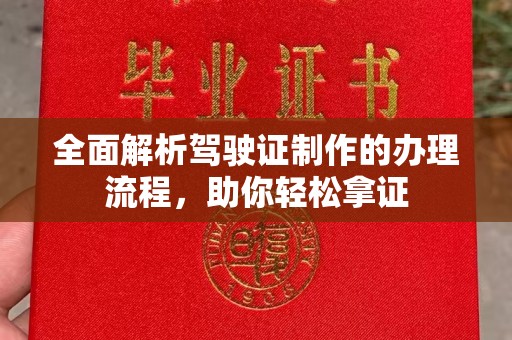 昭苏全面解析驾驶证制作的办理流程，助你轻松拿证